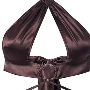 Women’s criscross cut out vest sexy sleeveless halter wrap top