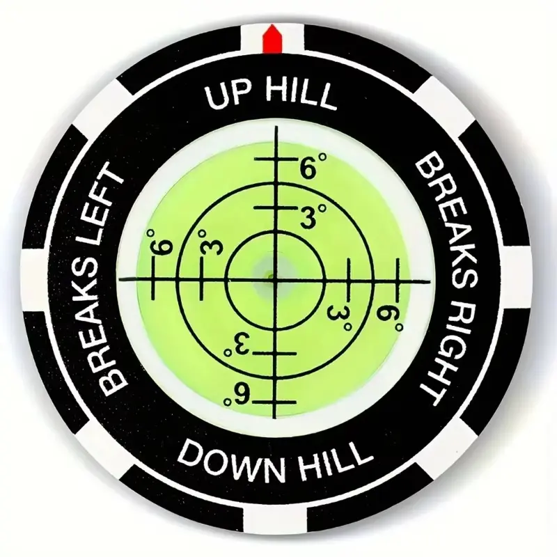 1pc High-Precision Golf Ball Marker with Green Reading Aid - Target Design, Hat Clip (Up Hill, Down Hill, Breaks Left, Breaks Right)