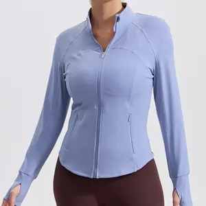 Womens Zip Up Workout Jakcets Lightweight Slim Running Athletic Jackets with Thumb Holes
