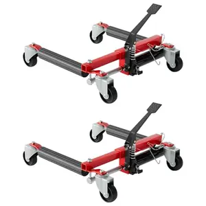 GARVEE Car Dolly Set of 2, 3,000 LBS Capacity Hydraulic Car Wheel Dolly Jack, Heavy Duty Vehicle Positioning Dolly with Foot Pedal for Tire Auto Repair Moving, Red