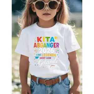 Celebrating 2026 Kindergarten Graduation Boy And Girl T-Shirts - Lively Colors KITA ABGÄNGER Pattern Design, Decorated with Stars And Colorful Balloons - Perfect for Graduation Parties And Celebrations