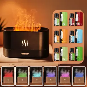 Colorful Flame Air Aromatherapy Humidifier with Essential Oils, Long-Lasting Scent, Noiseless Diffuser Set, 7 Colors, Home Office Yoga Use, Aroma Diffuser Humidifiers, Aromatherapy Diffusers