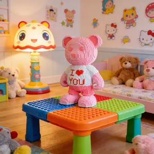 Heart Bear 3D Puzzle Building Blocks Decoration, Bookshelf Home Office Cabinet Decor, Party Living Room TV Stand Display Gift