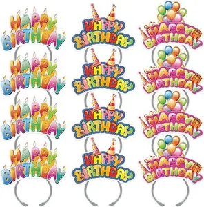 Happy Birthday Headbands, Paper Birthday Party Hats, 3 Patterns for Children and Adults Celebrating Birthdays