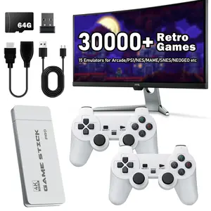 Retro Game Stick M15 with 30000+ Games for TV 4K Output Two-player PS1/NES/MAME/SNES/NEOGEO Emulators 64GB Storage
