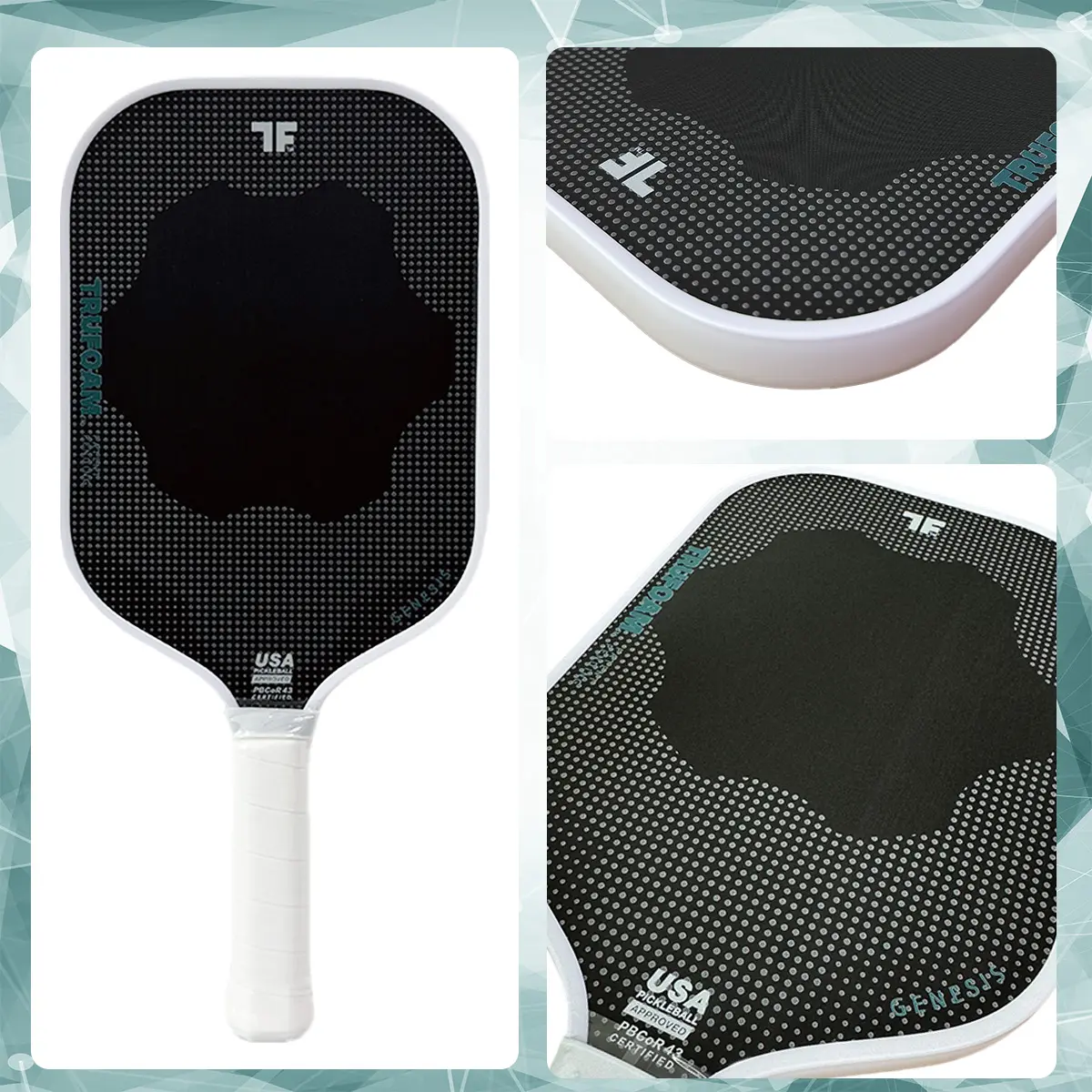 USAPA Certified 100% Trufoam Carbon Fiber Pickleball Paddle 16mm/14mm Trufoam High Density Foam Core for Outdoor Sports