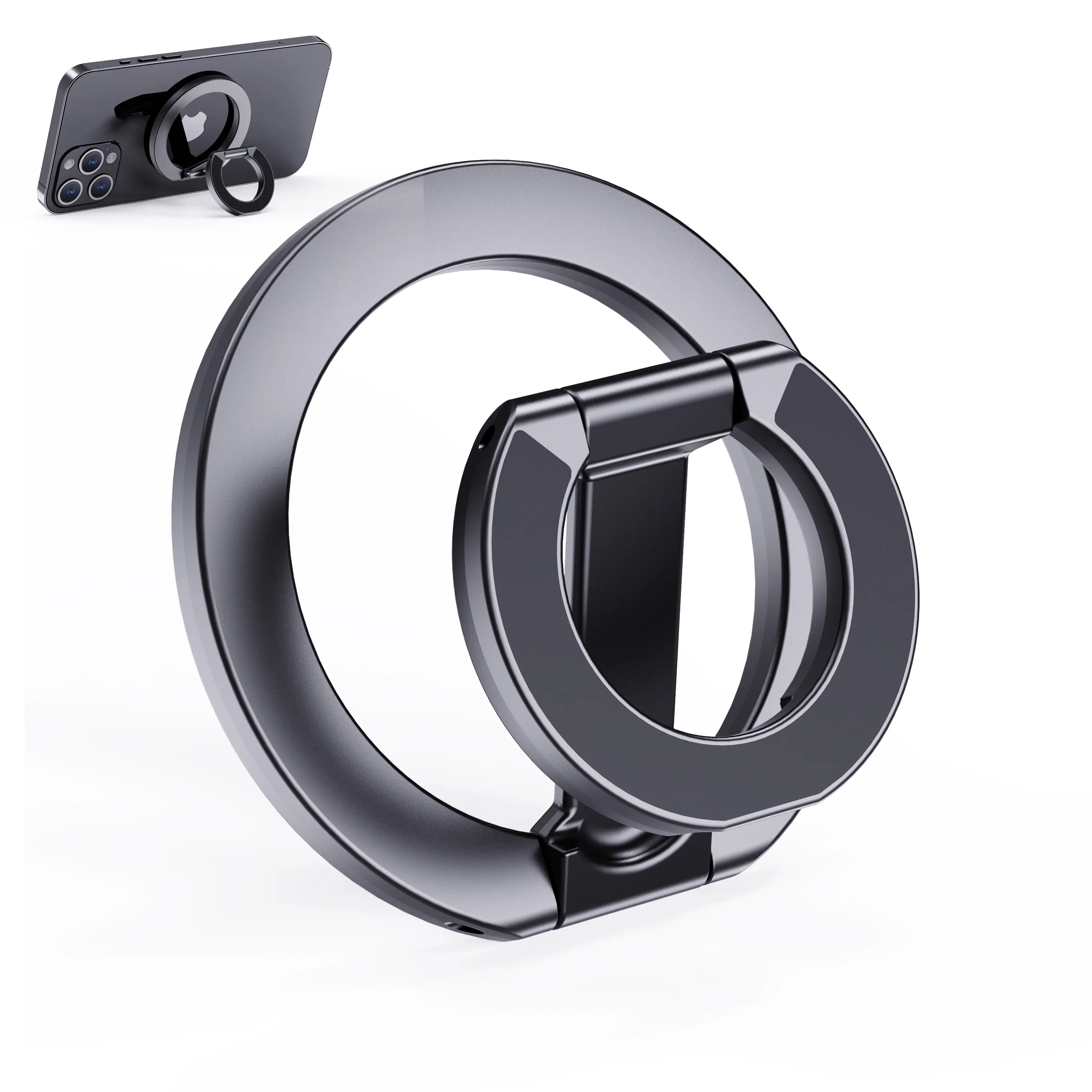 Foldable Dual-Sided Magnetic Phone Ring Grip, Multi-Function Phone Stand Holder, Magnetic Finger Bracket Compatible with Car Mounts, Portable Cell Phone Accessory for iPhone 17 16 15 14 13 Pro Max Plus