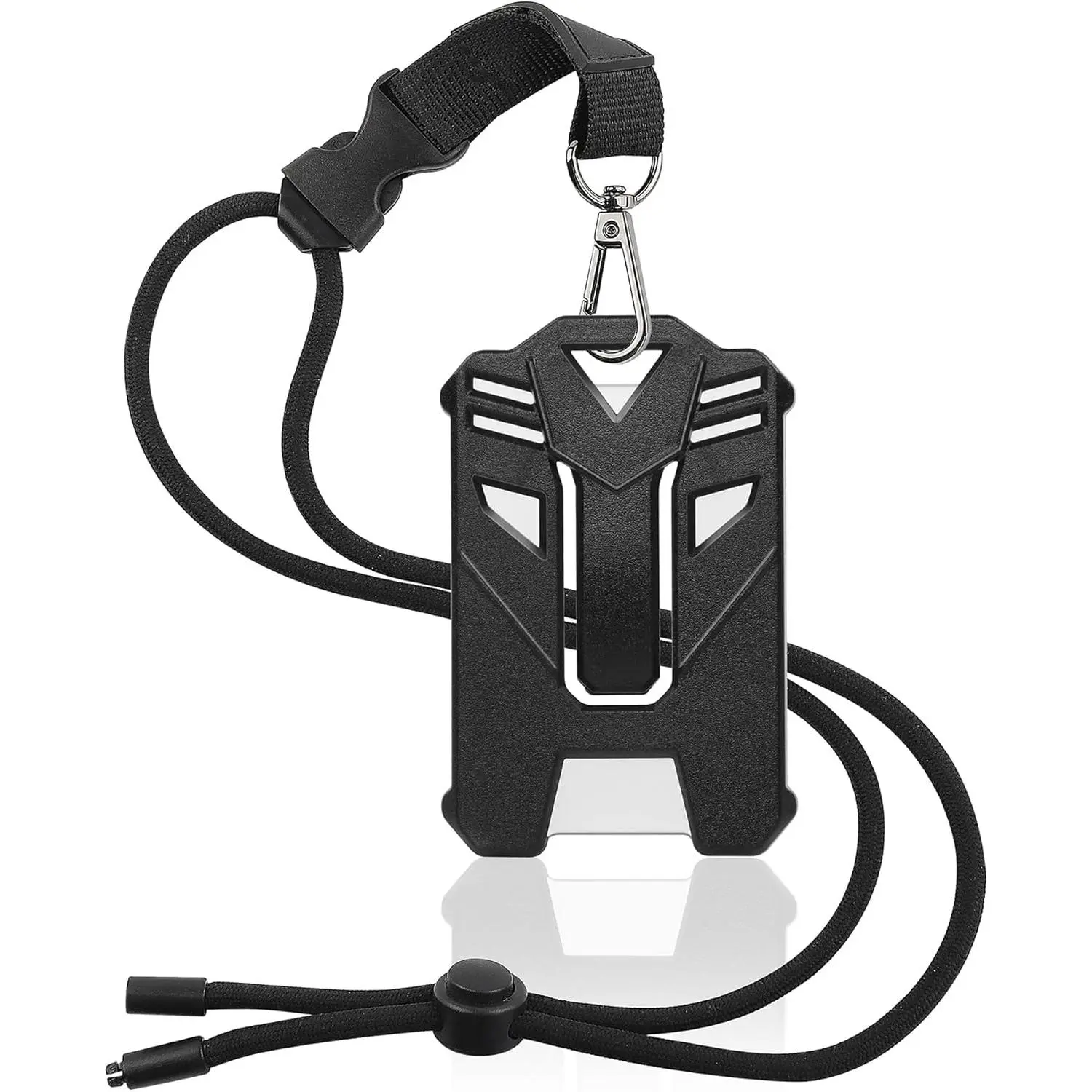 Badge Holder with Lanyard | Breakaway | Heavy Duty | Fits 4 Name Badges | Vertical | Black