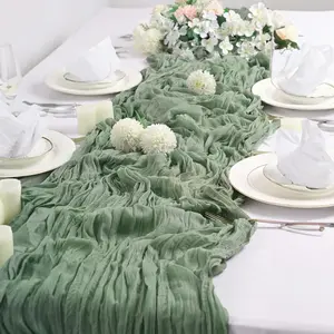 1 Pack Cheesecloth Table Runner Bohemian Style Cheesecloth Gauze Country Tablecloth Suitable for Bridal Shower Wedding Birthday Party Decoration