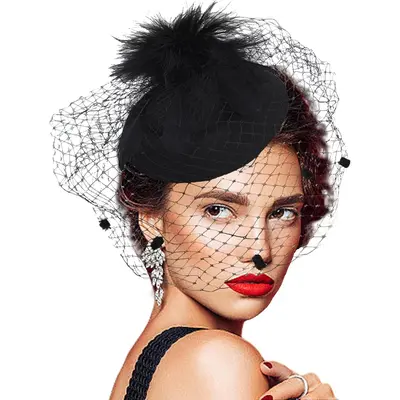 Stone Paved Mesh Bow Pointed Fascinator Dressy Hat Fascinators Hat with Mesh - TikTok Shop main image 3