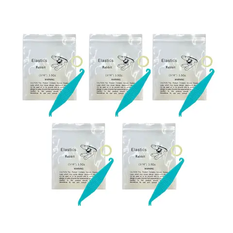 Orthodontic Elastic Rubber Bands, 3/16 in Lightweight 500-Count Medium Force 3.5 oz for Dreadlock Fix & Tooth Gap Correction, Everyday Use, Free 5-Pack Elastic Placers
