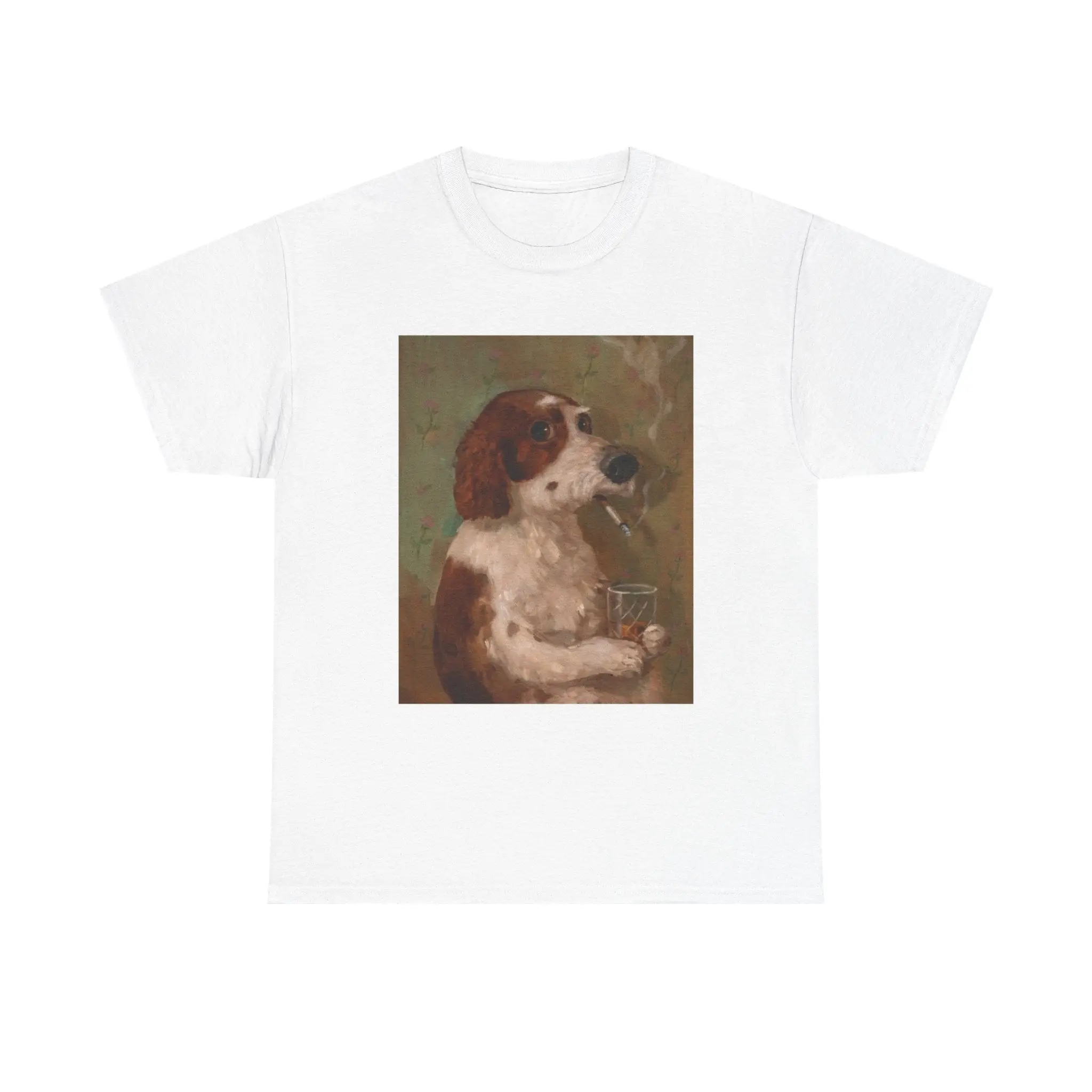Vintage Smoking Dog T-Shirt, Funny Animal Graphic Tee, Y2K Grunge Aesthetic Streetwear, Unisex Retro Meme Shirt