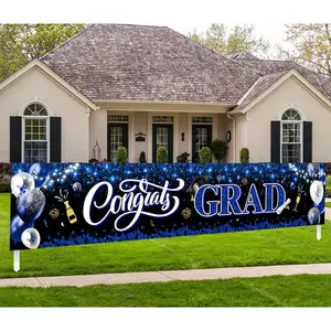 2026 Graduation Decorations-Congrats Grad Yard Sign Banner Decoration for Class of 2026 Graduation Party Supplies(Blue and Black)