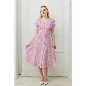 Sonnet Dress in Peony | Pink Button-Up Dress