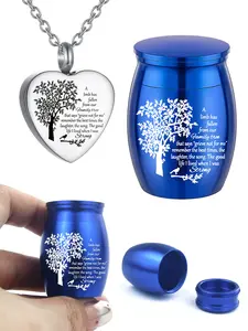 2 Pcs Small Urns for Human Ashes, Tree of Life Design, Heart Ashes Necklace, Keepsake Urns for Ashes, Memorial Ashes Holder, Personalized