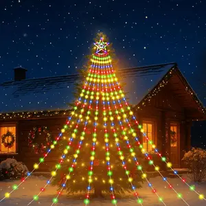 Outdoor Christmas Decorations, 12ft 350 LED Waterfall Lights, 8 Modes, Multi-Color, Perfect for Yard, Patio, Garden, Party Lighting