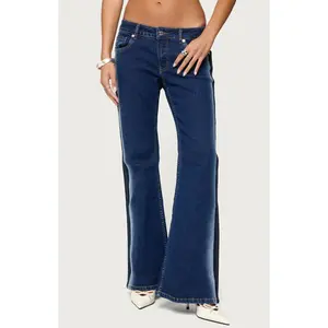 Edikted Women's Airbrushed Low Rise Flared Jeans