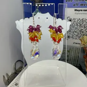 925 sterling silver Swarovski Cristal’s high quality solid silver elegant)) aretes de Cristal’s de Swarovski elegante fino piedras finas