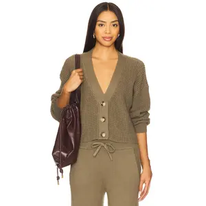 eberjey Recycled Sweater Cropped Cardigan in Smokey Olive
