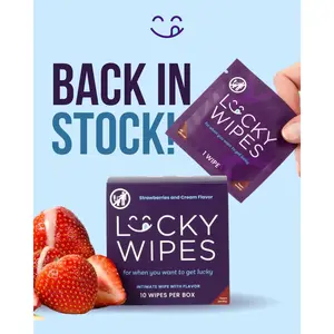 Wipes For Men Strawberries and Cream Flavored Wipes 10 Wipes per Box - Scented, Gentle, Personal Care, pH Optimized Vegan and Cruelty Free