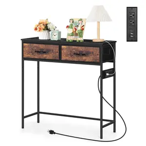 Entryway Table with Drawer Narrow Console Table with Storage Hallway Table with Charging Station Behind Sofa Table with Hook for Living Room Bedroom Foyer