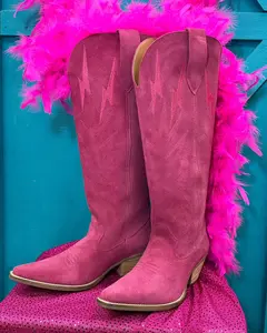 Dingo Women's Fuchsia Pink Thunder Road Snip Toe Tall Cowgirl Boots DI597