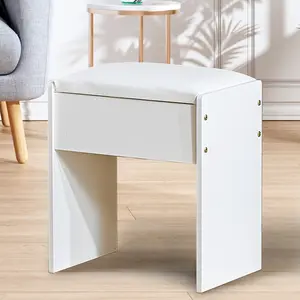 Dressing Table Stool Vintage Soft Cushioned Seat Makeup Bench Piano Chair White