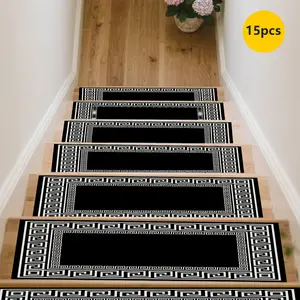 Rubber Non-Slip Stair Mats, 15pcs  Anti-Skid Carpet, Home Decor Border Mat for Indoor Outdoor Use, Decorative Rug