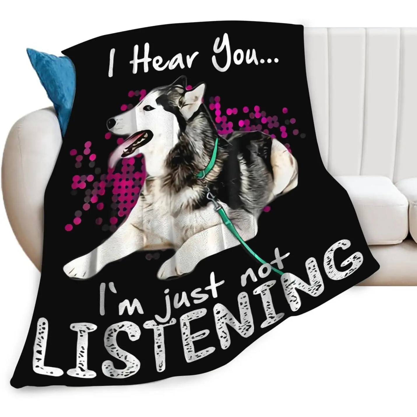 Husky Throw Blanket Dog Gifts for Girls Boys Women Men Kids Adults Soft Flannel Fleece Blanket for Couch Sofa ​Bed Home Decor 50"x60"