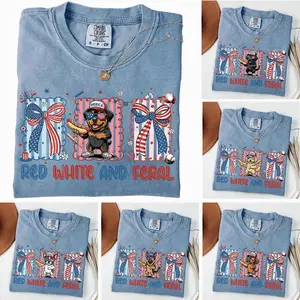Comfort Colors Patriotic Dog T-Shirt, 50 Dog Breeds USA Graphic Tee, Red White and Feral Shirt, Independence Day Gift for Men and Women, American Flag Dog Lover Shirt, 4th of July Celebration Tee - HARSIN