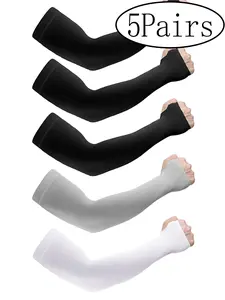 5Pairs-Sun Protection Ice Sleeves Summer Gloves Outdoor Cycling UV Protection Driving Cool Multiple Color Options Unisex Casual Style Sports Arm Sleeves