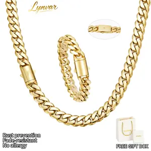 Miami Cuban Link Set – 14K Gold-Plated Chain & Bracelet | Durable Finish | Streetwear Jewelry | Unisex Fit