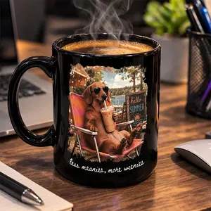 Less Meanies More Weenies Mug, Retro Dachshund Trend, Cozy Coffee Bar Decor, Funny Vintage Aesthetic, Gift for Dog Lovers