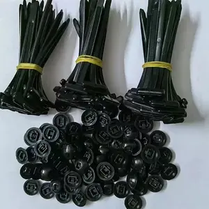 Push Mount Cable Ties, Black Nylon Zip Ties with Round Head Clips, Automotive Wire Organizer Black Plastic Push Mount Zip Ties for Auto Wire Harness