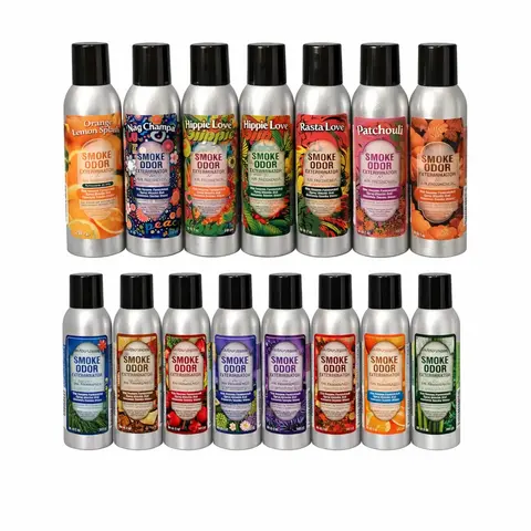 SMOKE ODOR EXTERMINATOR 7oz Scented Room Spray - 1-Count Home Fragrance Freshener with 24-Month Shelf Life, Natural Summervibes Woody Fruity Aromatic, Quick Smoke Reset, Car Interior Decor Use, Pineapple Blueberry Coconut Citrus Scents, Box Included