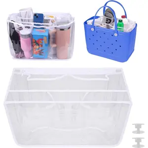 Clear Bag Organizer - Waterproof Tote Bag Dividers for X Large Bags, Suitable for BOGG BAG W/10 Buttons White