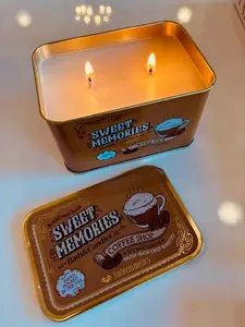 Tinte Cosmetics Sweet Memories Coffee Shop Scented Household Candle - Paraffin Wax, 12-Month Long-Lasting Aroma, Tin Container, Scented Pack, Home Fragrance Decoration, Bath Freshener