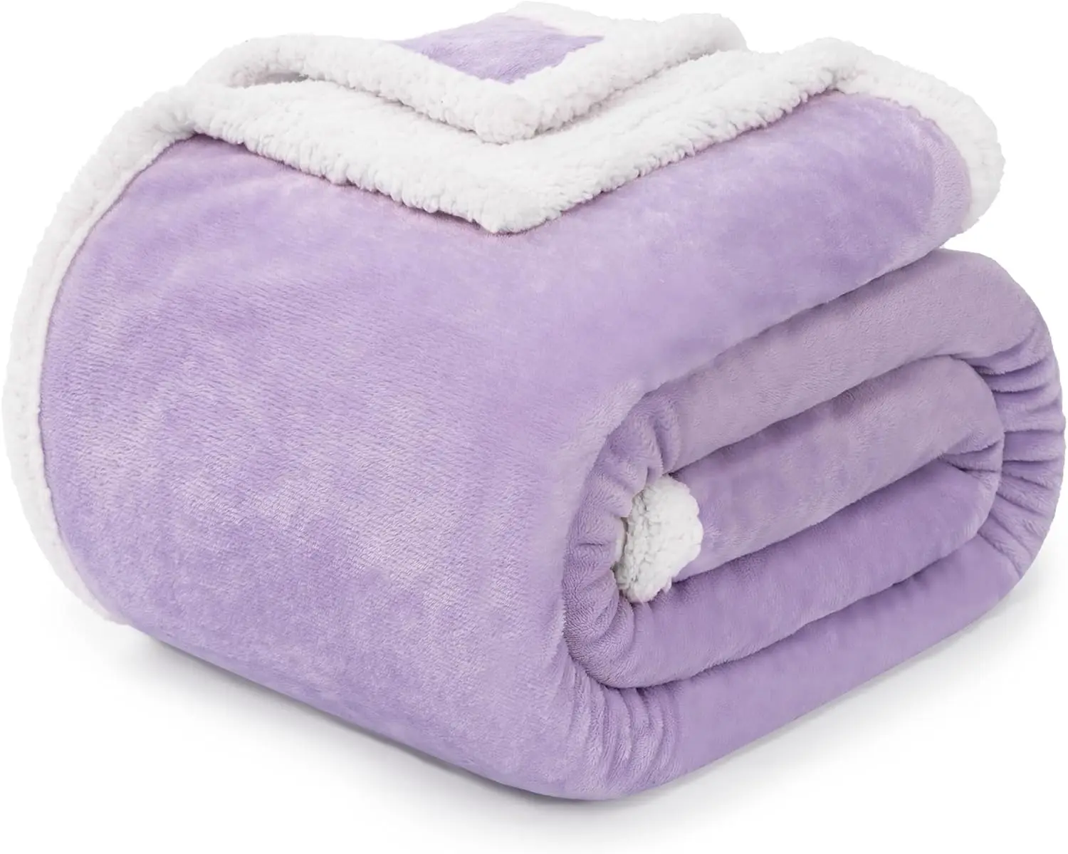 Sherpa Fleece Throw Blankets, Soft Fluffy Flannel Plush Blanket and Throw, Fuzzy Cozy Cuddle Blankets for Couch Bed Sofa Adults (50" x 60", Lavender)