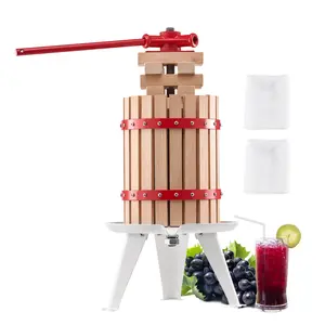 【Summervibes】VEVOR 1.6 Gal/6L Fruit Wine Press,  , Solid Wood Basket with 8 Blocks, Heavy Duty Manual Juice Maker, Cider Apple Grape Tincture Honey Olive Oil Making Press with Handle for Kitchen, Home