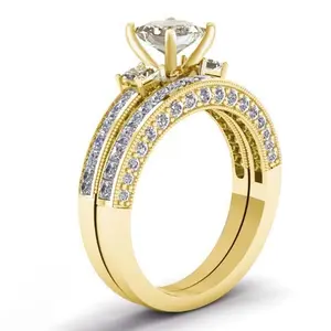 Women's 2-Piece Stackable Ring Set — Cubic Zirconia Engagement Ring & Wedding Jewelry — Valentine's Day & Anniversary Gift — Comfortable Fit (Sizes 5–12)