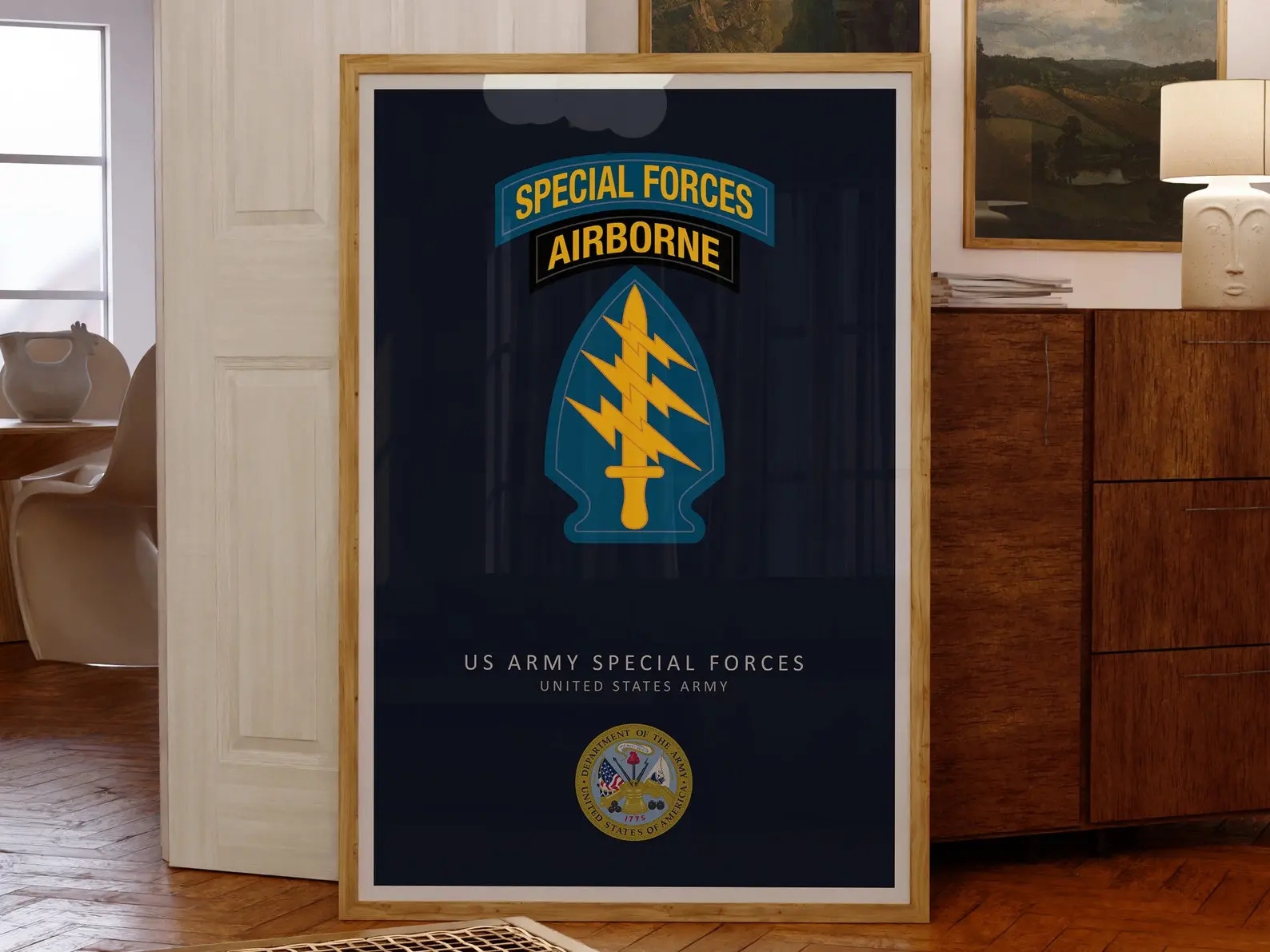 United States Special Forces Poster 1st Special Forces Command Airborne Military Art Minimalist Wall Art Us Army Gift