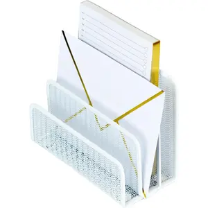 White Metal Mesh Letter Sorter 3Slot Mail Organizer for Desk Office and Home SpaceSaving Vertical Mail Holder for Envelopes Documents and Files Modern Desk Organizer