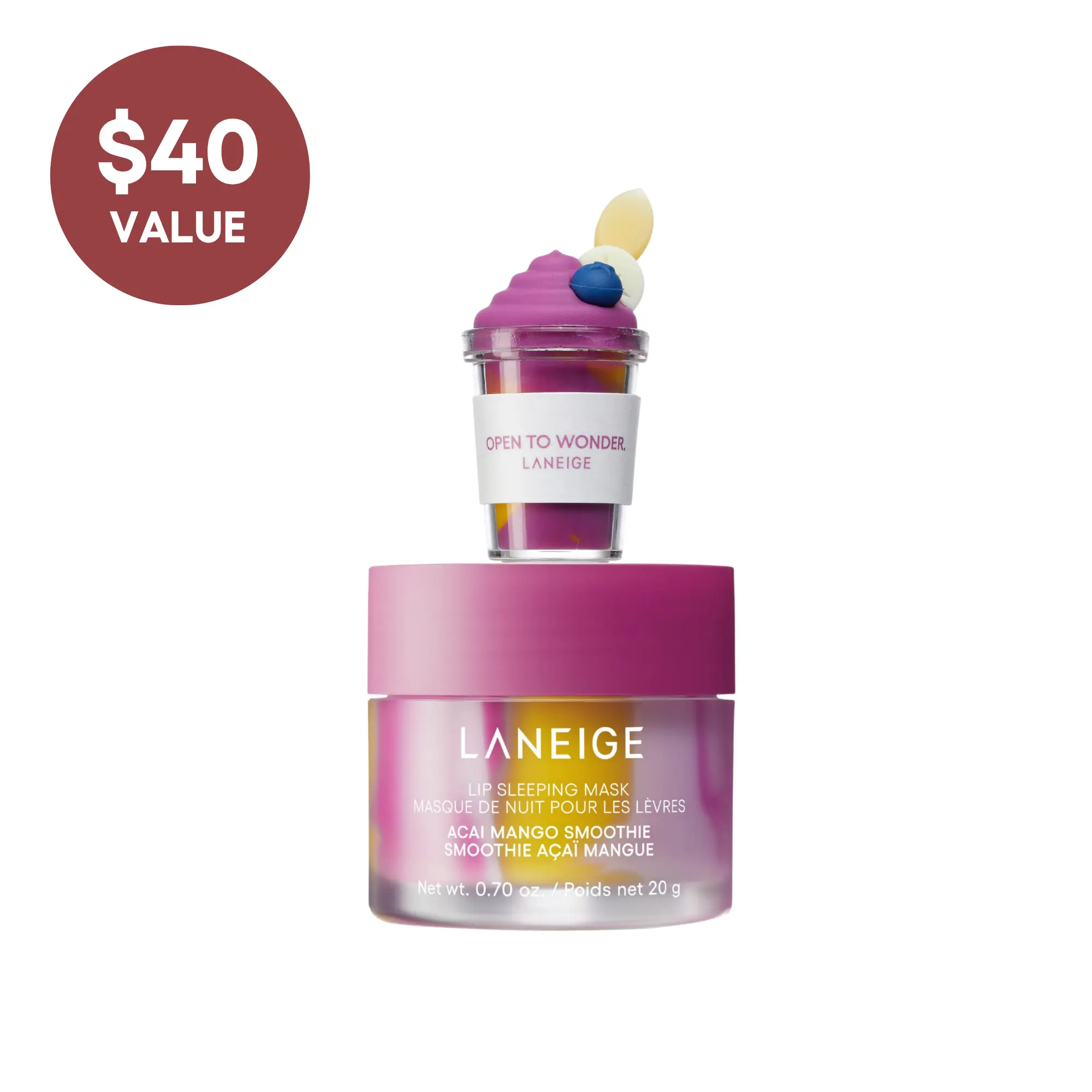 NEW Exclusive Bundle: Laneige Lip Sleeping Mask Acai Mango + Smoothie Topper Duo