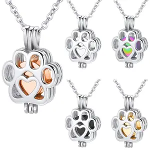 Customize Cremation Jewelry - Pet Urn Necklace For Dog/Cat Paw Urn Ashes Necklace for Women Men Mini Circle Vial Cremation Ash