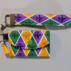 Cajun Wristlet and Mini Wallet with Key Ring and Tassel - Sturdy Soft Feel - Custom Orders Available