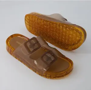 Cushionaire Pool Jelly Slide Sandals for Women - Waterproof Double Buckle Adjustable Slip-On Womens Jelly Sandals For Beach, Shower, Summer Casual Wear Soft Slippers Platform