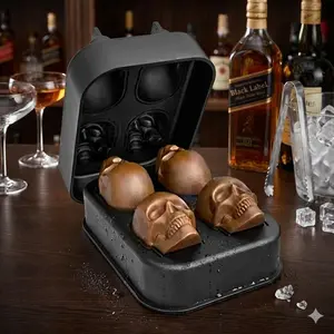 Premium Silicone Ice Ball Maker Set, Ice Molds, Whiskey Cooler with Easy Release & Leak-Proof Lid. Durable Freezer Trays for Halloween, Christmas Outdoor Non-Slip Use. Kitchen Bar Home Essentials, Party Decor Baking Tools, Frozen Storage Containers.