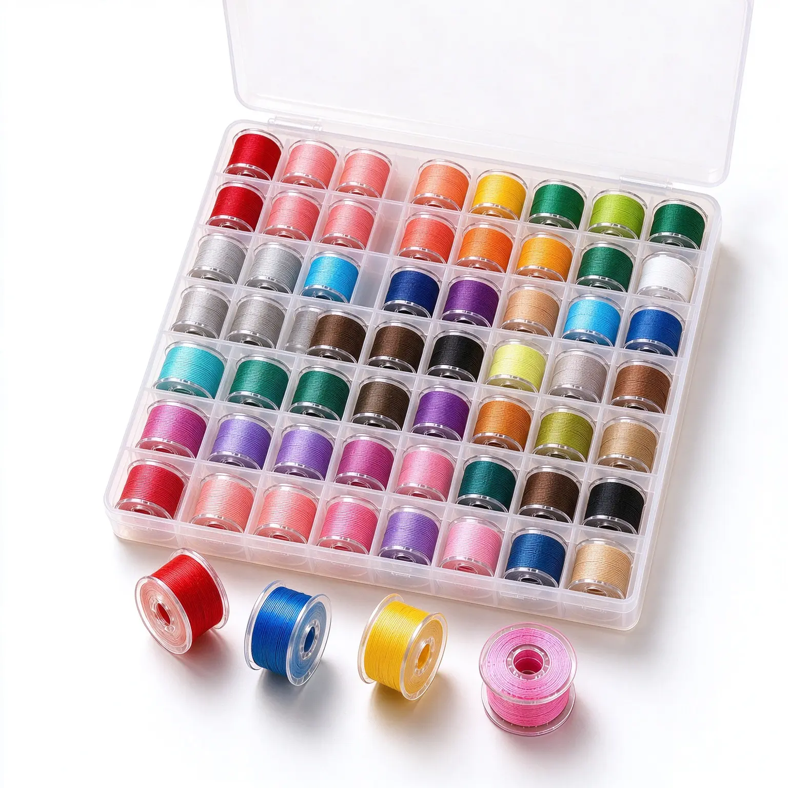 Sewing Bobbin Storage Box, Plastic Bobbin Organizer Case for Sewing Machine Spools, Hand Sewing Thread Container Accessories
