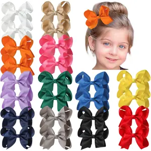 JoyBowie 24Pcs 4.5 Inch Classic Solid Color Hair Clips, Boutique Hair Accessories, Girls Hair Bows, Handmade Ribbon Bow Set, Girls' Hairpins, TikTok Hot Seller  #Summervibes
