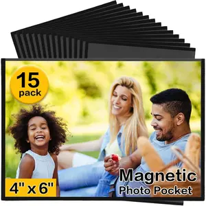 Magnetic Picture Frames 15 Packs-Fridge Magnetic Photo Frames-Holds 4 x 6 Inches Photos,Black Decor